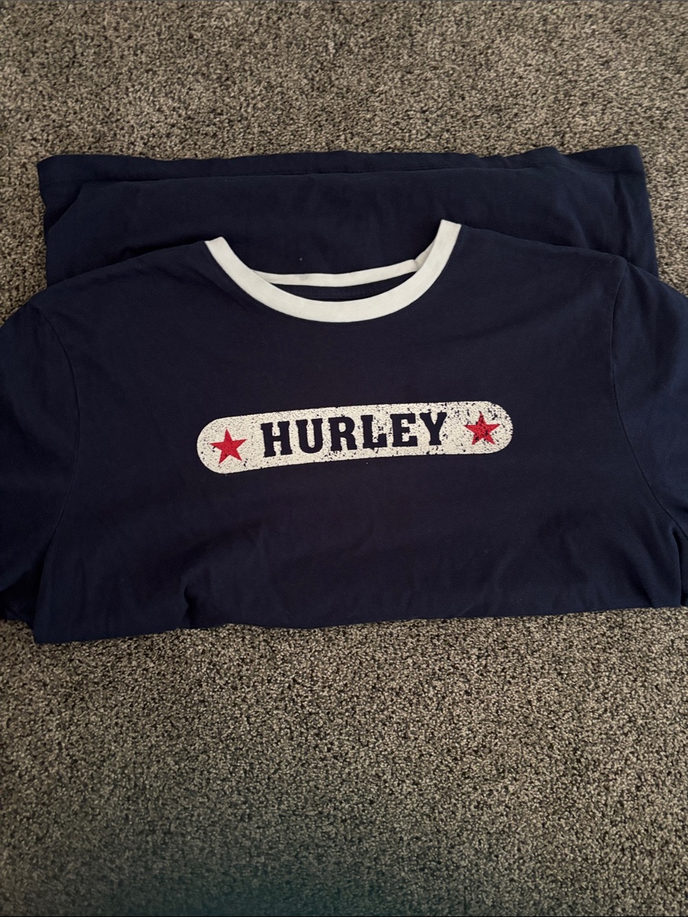 Hurley Navy and White Short Sleeve Ringer Tee with Red Star Detail - Picture 5 of 6